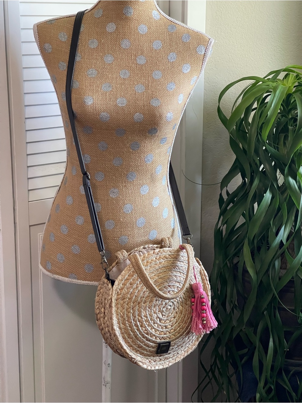 BLUE BAGS & ACCESSORIES seagrass, and leather photo Crossbody handbag